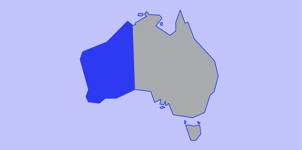 Map of Australian, highlighting the Western Australian state