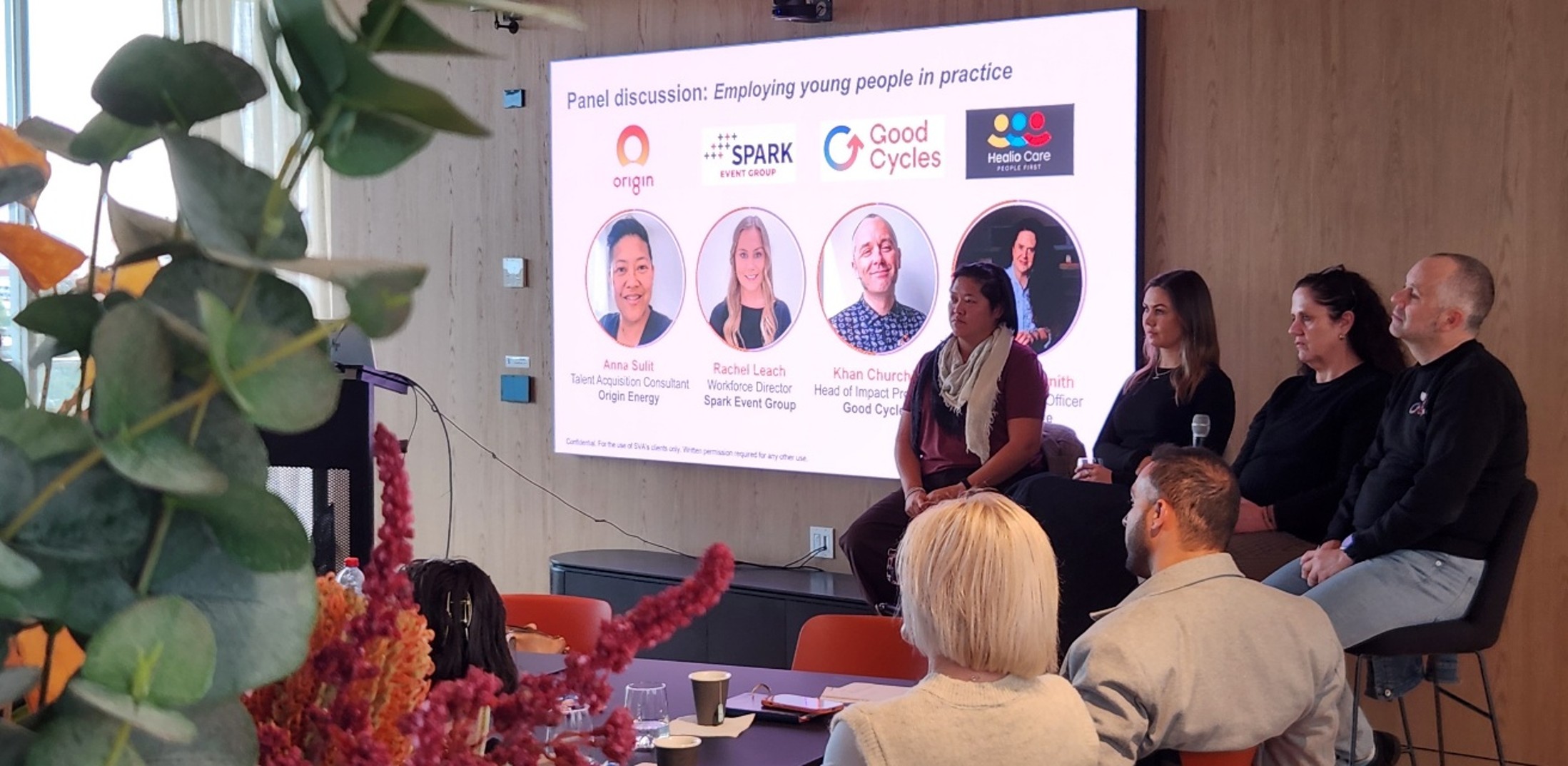 Employer Innovation Lab workshop expert panel featuring employers from local government, disability services, major events, and social enterprise.